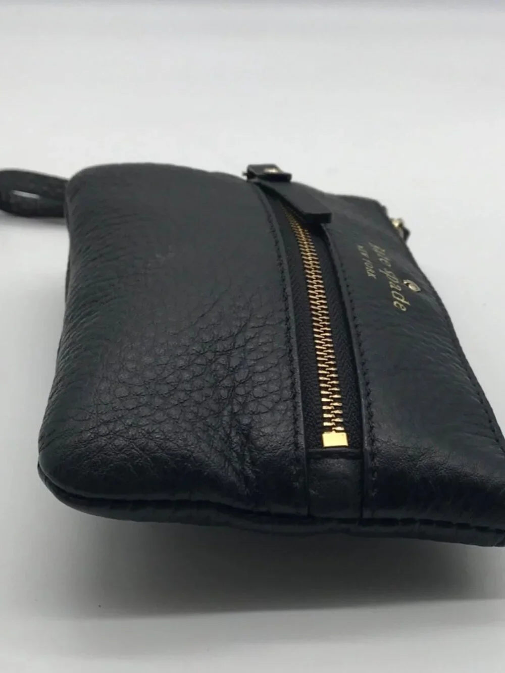 Kate Spade Black Pebbled Leather Cobble Hill Bee Wristlet